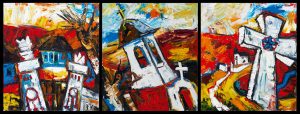 Natalia Duca. Lucrare de licență. 2014. Triptic „Strigătul”. Ulei, pânză. Conducător Ion Morărescu